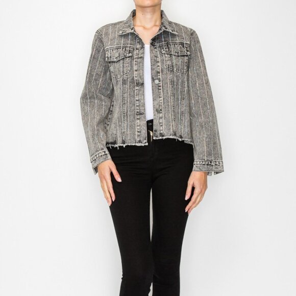 new ORIGMAI embellished jean denim jacket (3-colors) SM-2X classic rhinestones - Picture 6 of 16